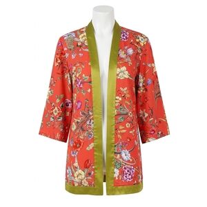NEW LOVE TOKEN thomas floral open front kimono in coral
